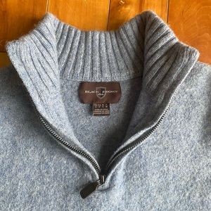 Blue Gray Men’s SM Lambs Wool Fitted Sweater by Black Brown 1826 3/4 zip leather
